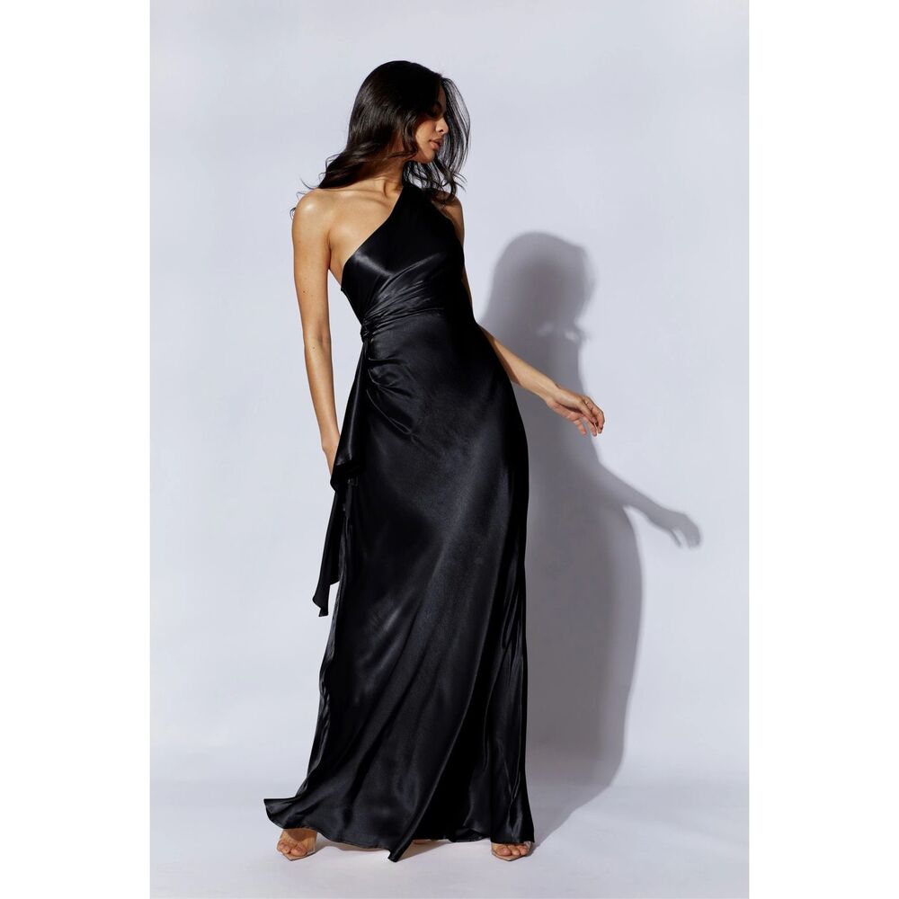 Meshki Calliope One Shoulder Maxi Dress in Black Size XS